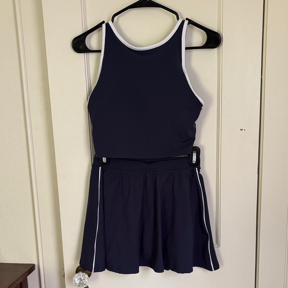 Navy Blue Athletic Two Piece Workout Tennis Set Size S - Picture 1 of 3